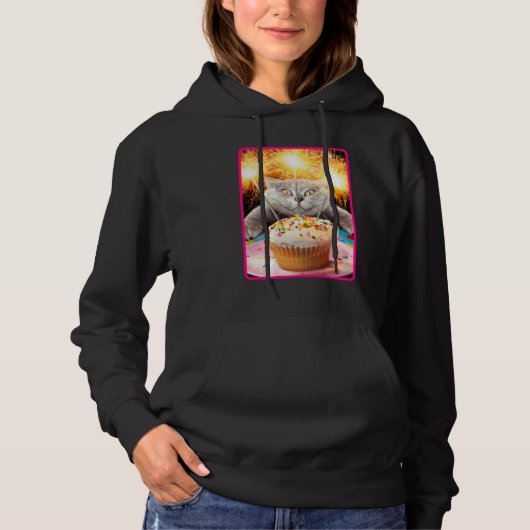 Kat met Sparkler Cupcake Hoodie (Voorkant)