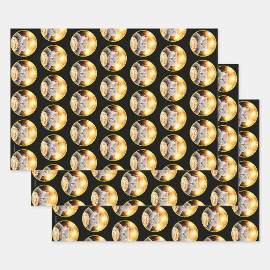 Kat met Sparkler Cupcake Inpakpapier Vel (Set)