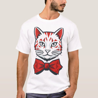 Kat met stijlvolle kledij t-shirt