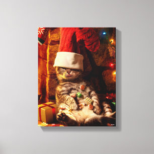 Kat met stop op kop canvas afdruk