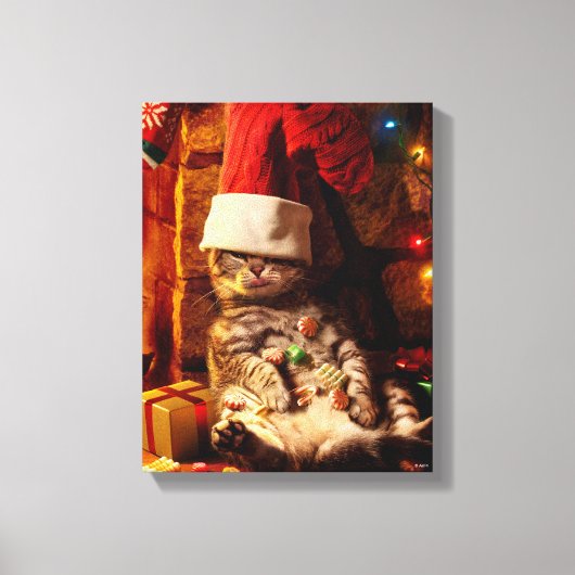 Kat met stop op kop canvas afdruk (Voorkant)