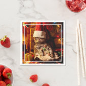 Kat met stop op kop servet (Insitu)