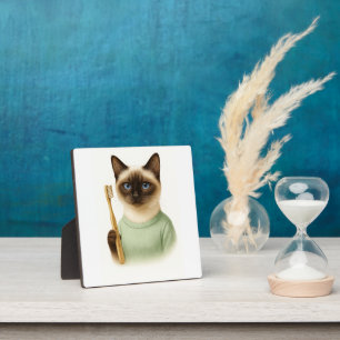 Kat met tandenborstel fotoplaat