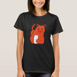 Kat met telefoon t-shirt