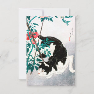 Kat met Tomato Plant (1931) Hiroaki Takahashi Kaart