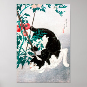 Kat met Tomato Plant (1931) van Hiroaki Takahashi Poster