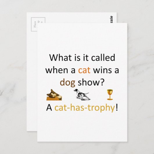 Kat-met-trofie Briefkaart (Voorkant / Achterkant)