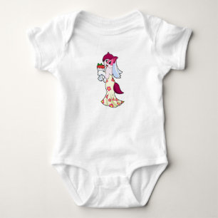 Kat met trouwjurk & bos bloemen romper