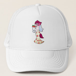 Kat met trouwjurk & bos bloemen trucker pet