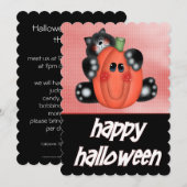 Kat met uitnodiging van de Halloween-partij van he (Voorkant / Achterkant)