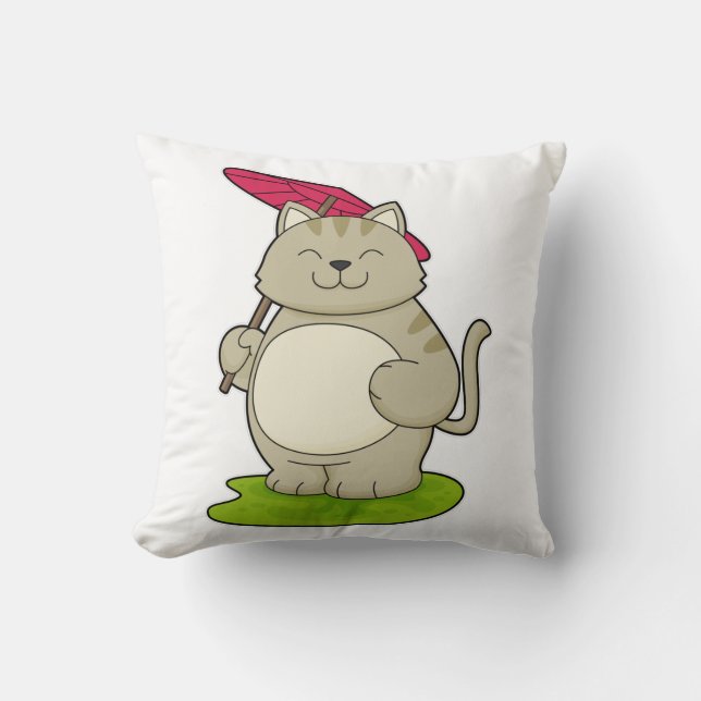 Kat met Umbrella Kussen (Voorkant)