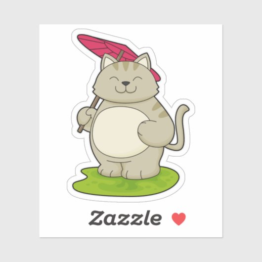 Kat met Umbrella Sticker (Vel)