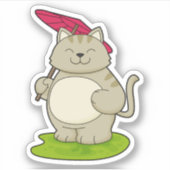 Kat met Umbrella Sticker (Voorkant)