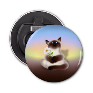 Kat met ventilator button flesopener