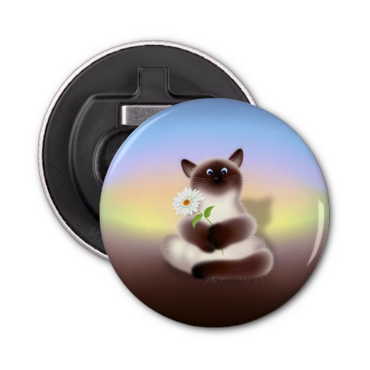 Kat met ventilator button flesopener (Voorkant)