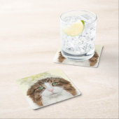 Kat met ventilator Pet Vierkante Kartonnen Onderzetter (Insitu)