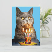 Kat Met Verjaardag Shotglas Kaart (Staand voorkant)