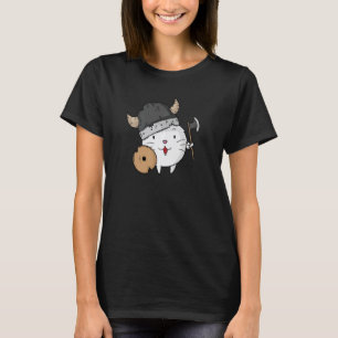 Kat met Vikinghelm bijl en schild T-shirt