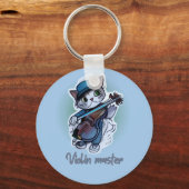 Kat met viool T-shirt Sleutelhanger (Voorkant)