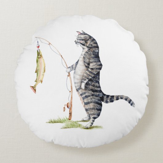 Kat met vis rond kussen (Voorkant)