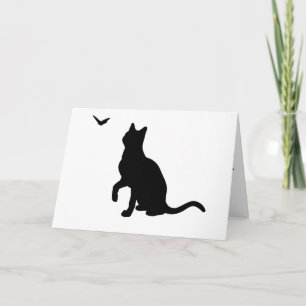 Kat met vlinder Wenskaart- Blank Kaart