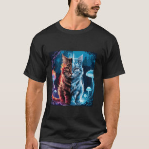 Kat met Vuur en IJs Elementaire Kracht Yin Yang Ba T-shirt