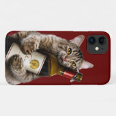 Kat met wijnfles Case-Mate iPhone case (Achterkant (horizontaal))