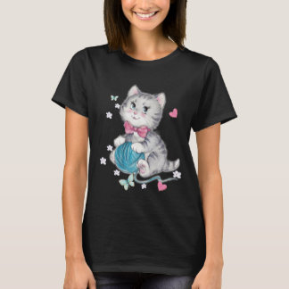 Kat met wollen bal T-shirt | Grappig katten liefhe