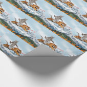 Kat met worstjes die de tijger besturen cadeaupapier (Hoek)