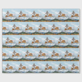 Kat met worstjes die de tijger besturen cadeaupapier (Vlak)