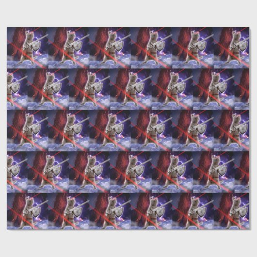 Kat met worstjes met ooglasers cadeaupapier (Vlak)