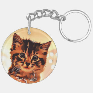 Kat met zoete nessy acrylSleutelhanger (tweezijdig Sleutelhanger