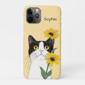 Kat met zonnebloemen Case-Mate iPhone case (Achterkant)