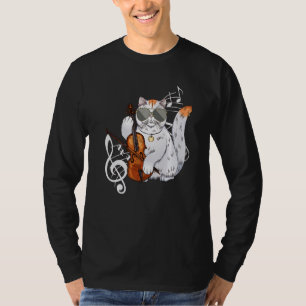 Kat met zonnebril die Violin Viola Musici speelt T-shirt