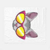 Kat met zonnebril fleece deken (Voorkant (Horizontaal))
