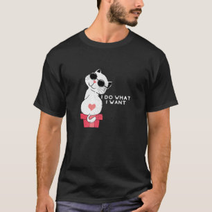 Kat met zonnebril, ik doe wat ik wil. t-shirt