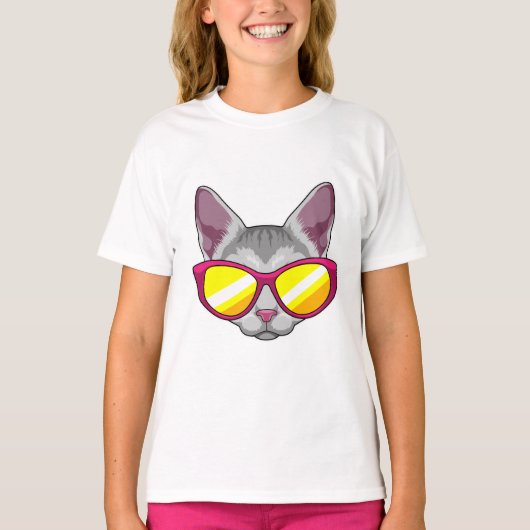 Kat met zonnebril t-shirt (Voorkant)