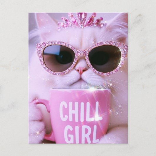 Kat met zonnebrillen briefkaart (Voorkant)