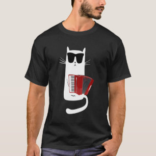 Kat met zonnebrillen die accordion afspelen t-shirt