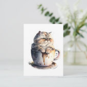Kat Miaw Leuke Kat Koffie Lover Briefkaart (Staand voorkant)