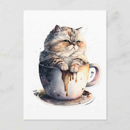Kat Miaw Leuke Kat Koffie Lover Briefkaart (Voorkant)