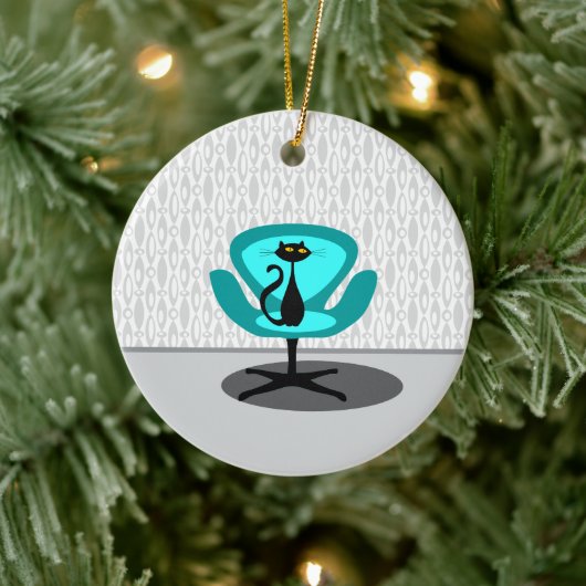Kat - Mid Century Modern Keramisch Ornament (Boom)