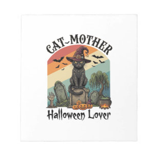 Kat Moeder Halloween Liefhebber Zwarte Heksenhoed Notitieblok