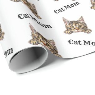 Kat Moeder Kijkende Kurilian Bobtail Herhalend Pat Cadeaupapier