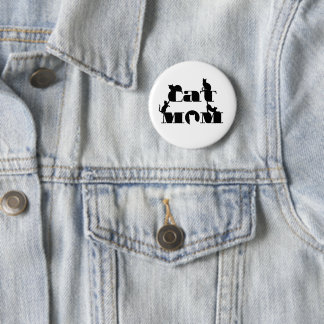 Kat Moeder Silhouet Typografie Ronde Button 5,7 Cm