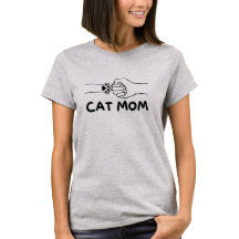 Kat moeder T-shirt Kattenpoot en vrouwen hand prin