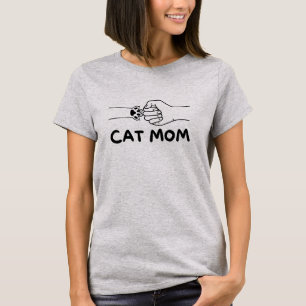Kat moeder T-shirt Kattenpoot en vrouwen hand prin