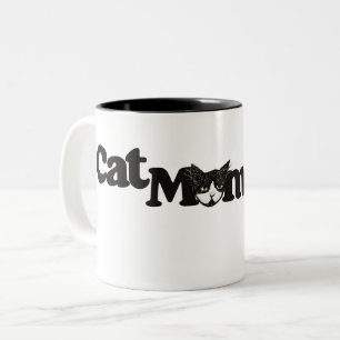 Kat Moeder Tuxedo Katten Artistieke kitty kat kuns Tweekleurige Koffiemok