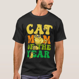 Kat Moeder Van Het Jaar Vintage Retro Moederdag T-shirt