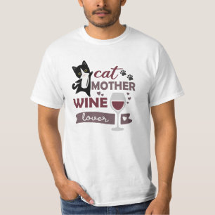 Kat Moeder Wijn Lover Cats Red Wine Black T-shirt